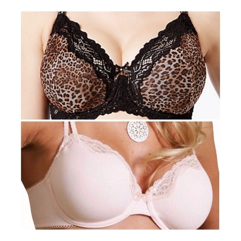 Luaire Whimsy Barbados Lace Demi Bra & Pink/Ivy Aruba Trim Seamless Micro Bra